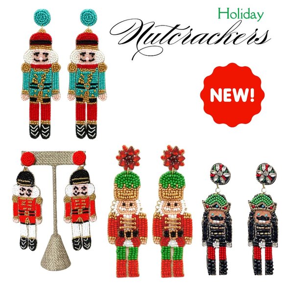 Christmas Nutcracker Theme Beaded Rhinestone Headband & Earrings GIFT SET NEW - Picture 5 of 6